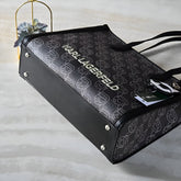 Karl Lagerfeld Textured Ikon Medium Structured Shoulder Bag Black With Dust Bag